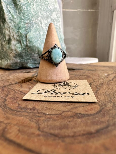 Larimar Doğal Taş  Yüzük ( Ayarlanabilir Ölçü)