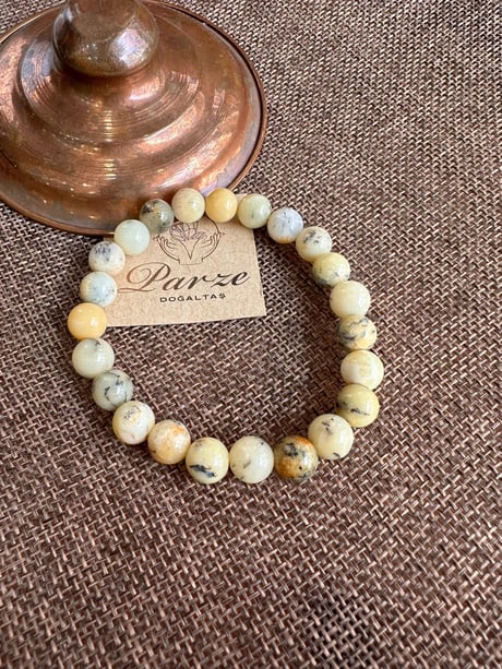 Merlinit( Dendiritli Opal) Doğaltaş 8 mm Küre Kesim Bileklik
