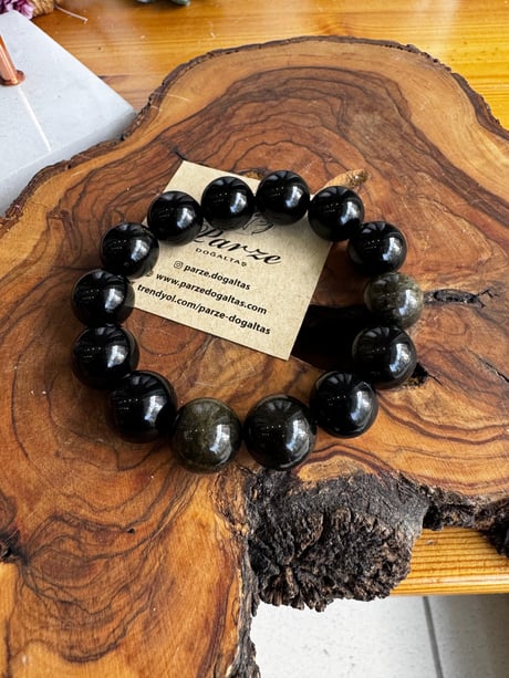Obsidyen Doğaltaş Bileklik 14 mm