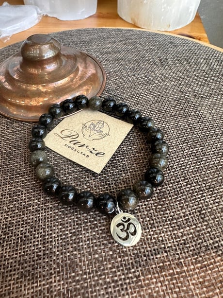 Obsiyen  Doğal Taş 8 mm Küre Kesim Bileklik