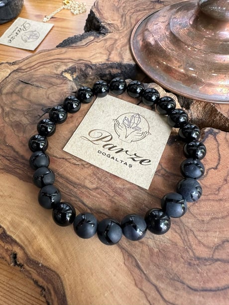 Oniks Doğal Taş 8 mm Küre Kesim Bileklik