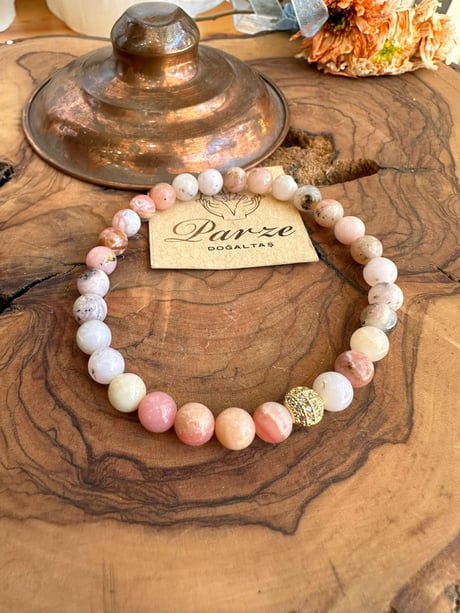 Pembe Opal Doğal Taş Bileklik