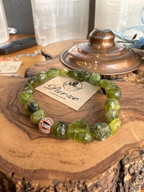Peridot Doğal Taş Bileklik 10 mm