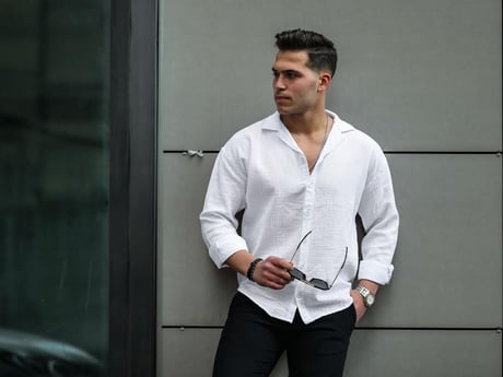  Oversize Müslin Kumaş Gömlek - Beyaz