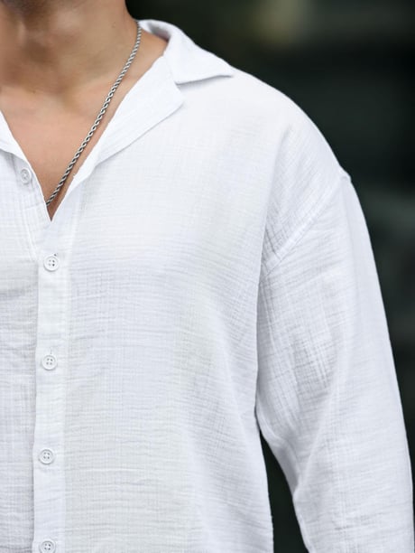  Oversize Müslin Kumaş Gömlek - Beyaz