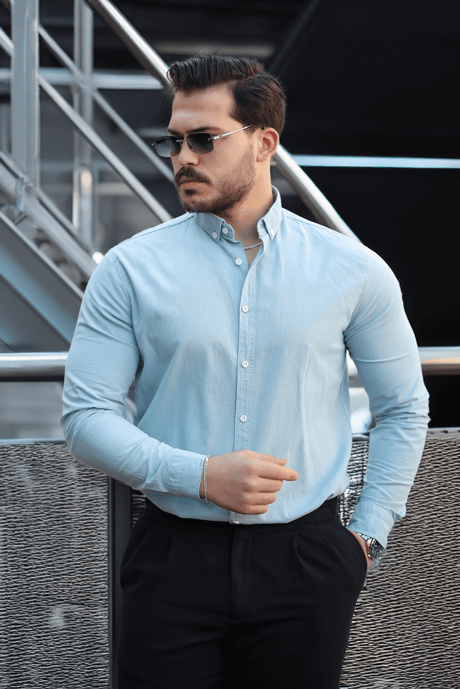 York Keten Erkek Gömlek - Turkuaz