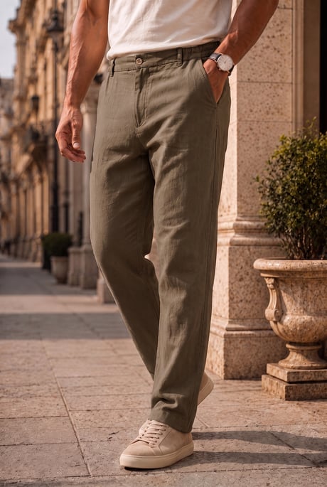 Sorrentino Relax Fit %100 Pamuk Flamlı Kumaş Erkek Jogger Pantolon - Avcı Yeşili