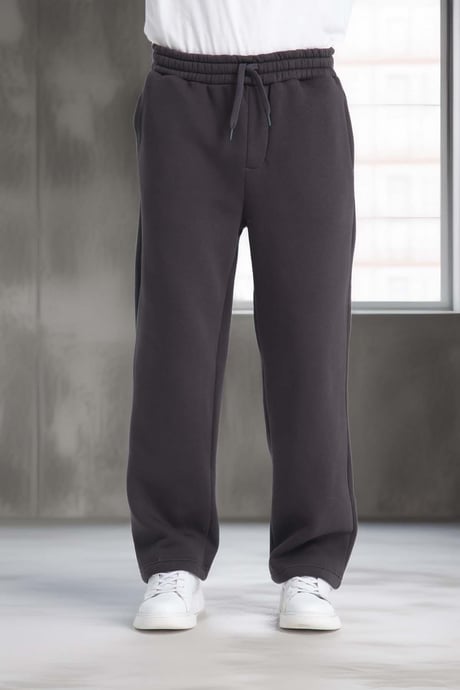 Baggy Kalıp 3 İplik Şardonlu Erkek Eşofman Altı - Füme