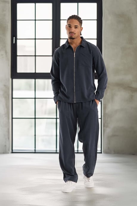 Baggy Kalıp Cupra Kumaş Jogger Erkek Eşofman Takımı - Füme