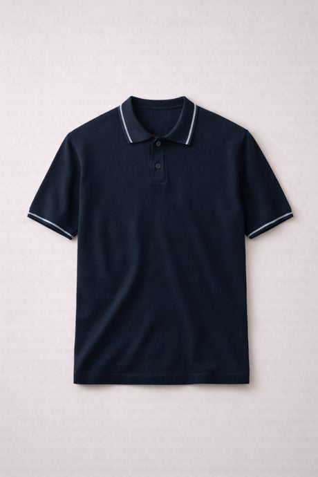 Austen Kontrast Biyeli Düğmeli Polo Yaka Kısa Kollu İnce Triko Erkek T-Shirt - Lacivert