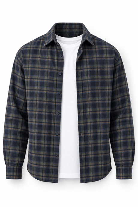 Dragon Relaxed Fit Pamuklu Kareli Flanel Erkek Gömlek - Yeşil