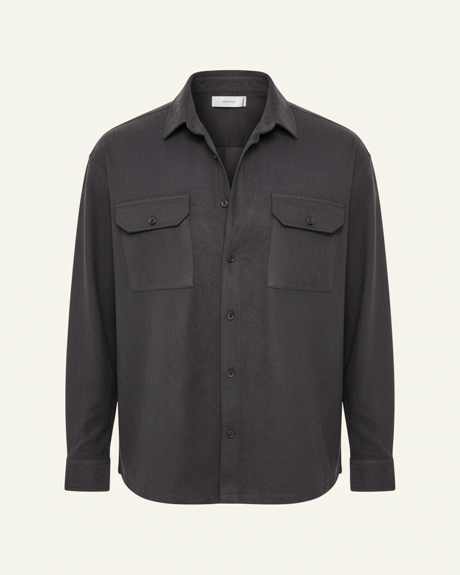 Çift Cepli İnce Fitilli Erkek Kadife Gömlek - Füme