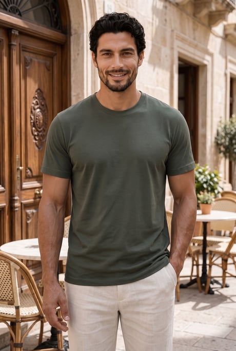 Linklater Regular Fit Basic Likralı Pamuk Erkek T-Shirt - Haki