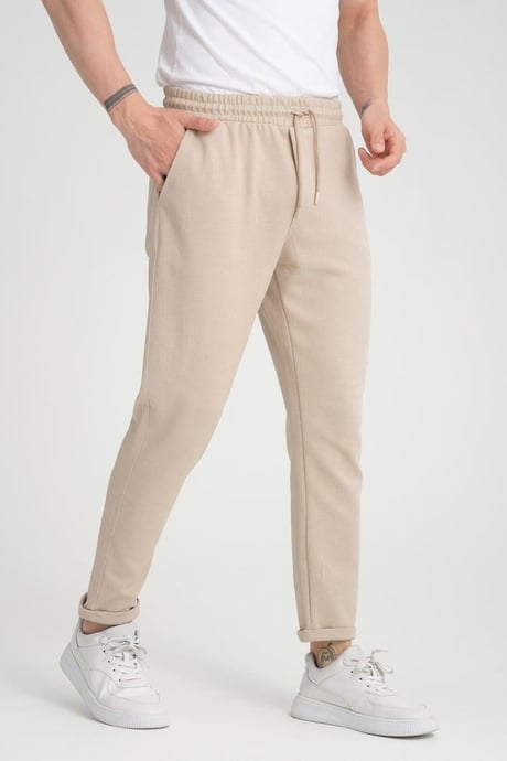 Premium Oxford Örme Regular Fit Duble Paça Erkek Pantolon- Bej