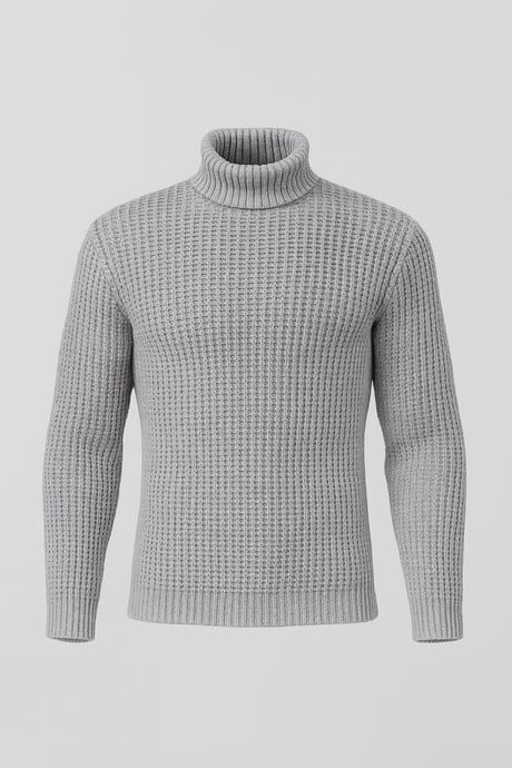 Nopenli Fitil Örgü Balıkçı Kazak - Açıkgri