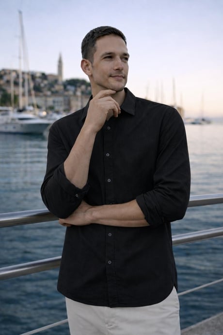 Hurley Çizgili Modal Kumaş Relaxed Fit Günlük Giyim Erkek Gömlek - Siyah