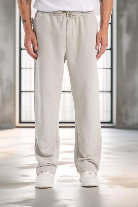 Mendes Baggy Kalıp Diagonal 3 İplik Kumaş Erkek Eşofman Altı Pantolon - Mineral Gri 