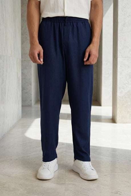 Prawer Baggy Kalıp Odessa Kumaş Jogger Erkek Pantolon - Lacivert