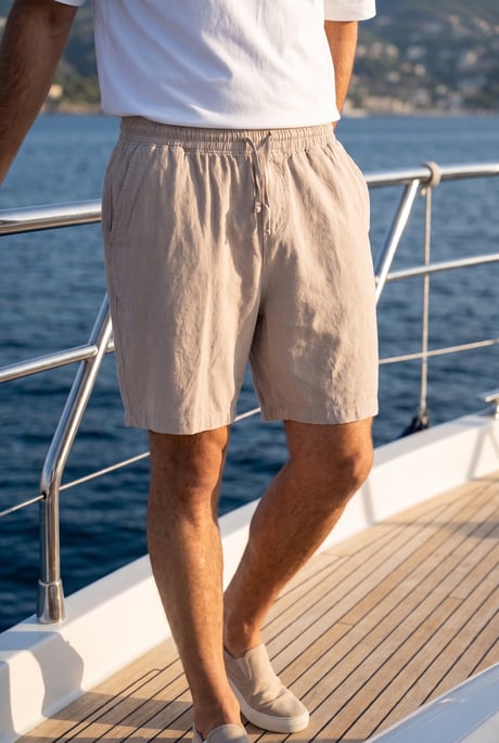 Mann Relax Fit %100 Pamuk Meridian Kumaş Basic Erkek Şort - Çakıl Taşı