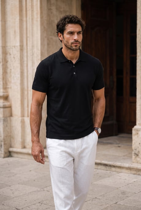 Newman Regular Fit Düğmeli Polo Yaka Viskon Triko Erkek T-Shirt - Siyah