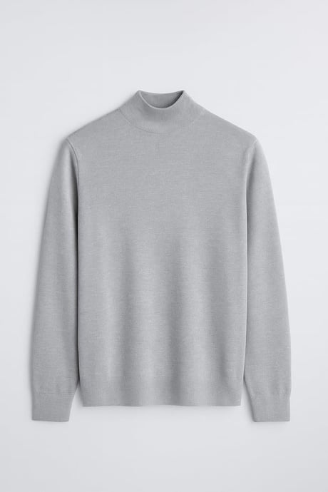 Fincher Yarım Balıkçı Fit Kalıp Boğazlı Erkek Kazak - Açık Gri