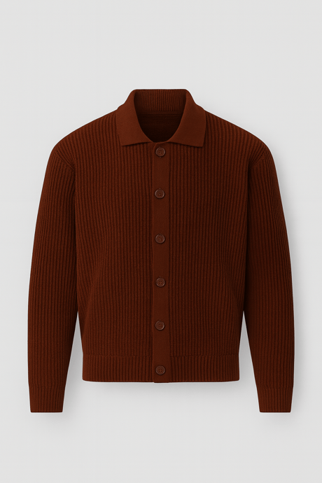 Oversize Selanik Örgü Düğmeli Erkek Hırka- KoyuKahve