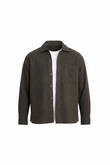 Frankel Kaşe Kumaş Tek Cepli Relaxed Fit Erkek Gömlek - Haki