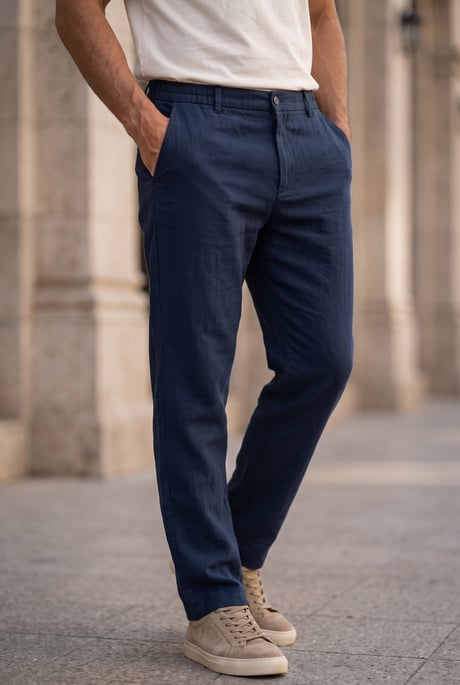 Sorrentino Relax Fit %100 Pamuk Flamlı Kumaş Erkek Jogger Pantolon - Lacivert