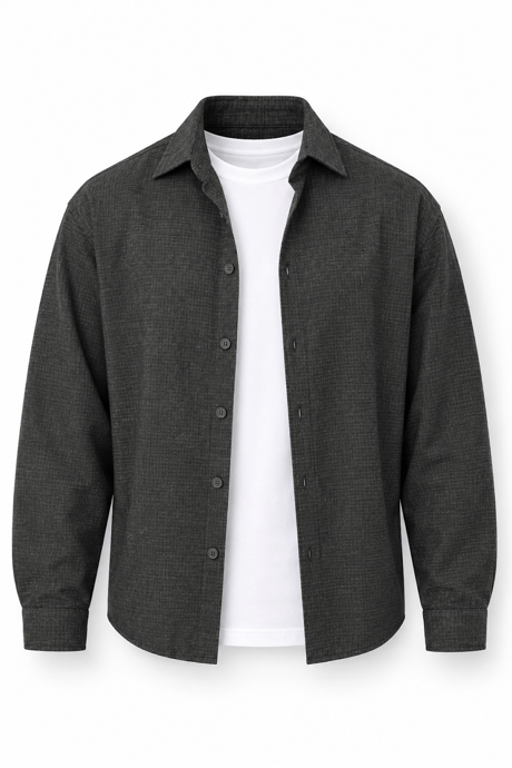 Pixel Relaxed Fit Pamuklu Mikro Çizgili Flanel Erkek Gömlek - Yeşil