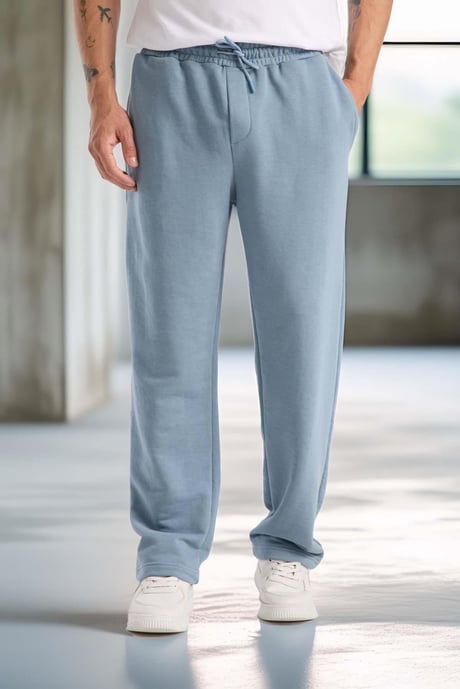 Mendes Baggy Kalıp Diagonal 3 İplik Kumaş Erkek Eşofman Altı Pantolon - Soğuk Mavi