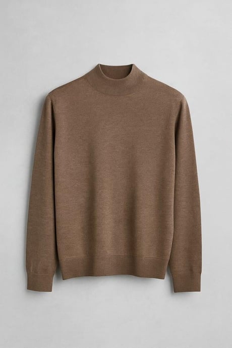 Fincher Yarım Balıkçı Fit Kalıp Boğazlı Erkek Kazak - Bej