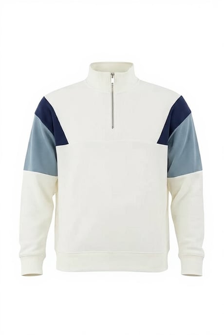 Oversize Erkek Kolları Garnili Selanik Örme Erkek Sweatshirt - Ekru
