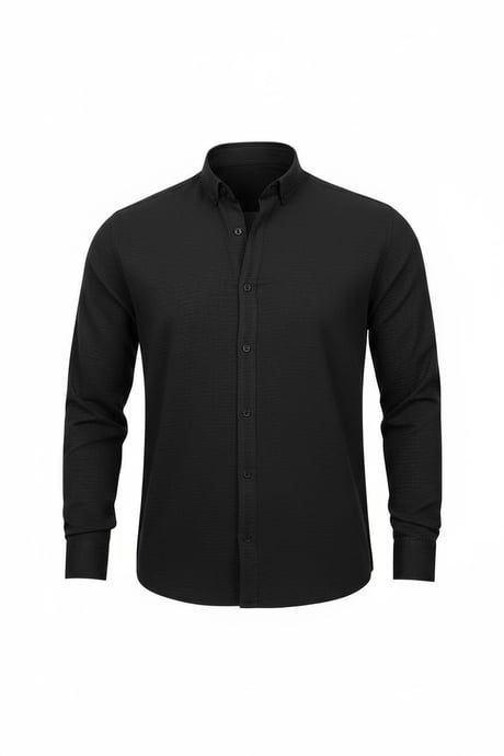 Yumuşak Dokulu Yarım Oversize Erkek Gömlek - Siyah