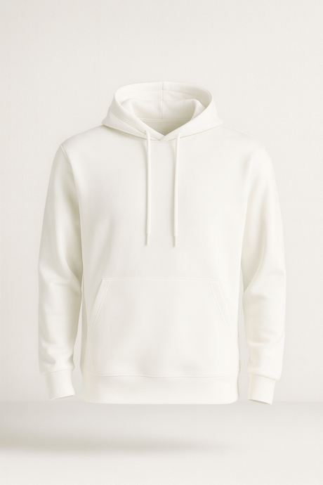 Luc Oversize Basic Dalgıç Kumaş Viskon Kapüşonlu Cepli Sweatshirt Hoodie - Ekru