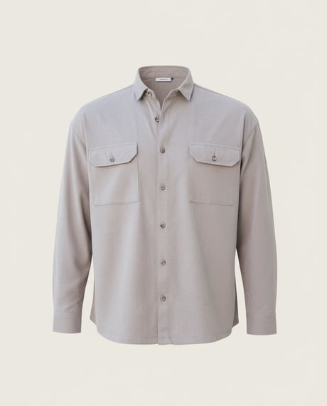 Çift Cepli İnce Fitilli Erkek Kadife Gömlek - Taş