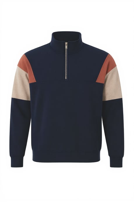 Oversize Erkek Kolları Garnili Selanik Örme Erkek Sweatshirt - Lacivert