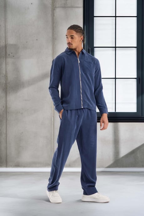 Baggy Kalıp Cupra Kumaş Jogger Erkek Eşofman Takımı - Lacivert