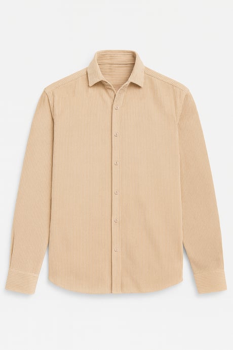 Fitilli Erkek Kadife Gömlek - Bej