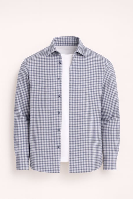 Jonas Ekose Küçük Kareli Relaxed Fit %100 Pamuklu Flanel Kumaş Erkek Gömlek - Taş