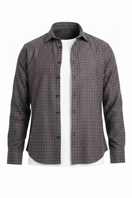 Alfonso Ekose Büyük Kareli Relaxed Fit %100 Pamuklu Flanel Kumaş Erkek Gömlek - Kahve