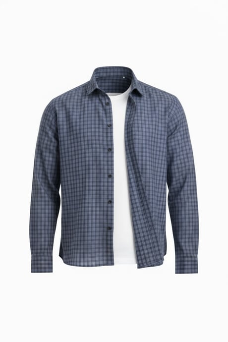 Alfonso Ekose Büyük Kareli Relaxed Fit %100 Pamuklu Flanel Kumaş Erkek Gömlek - Mavi