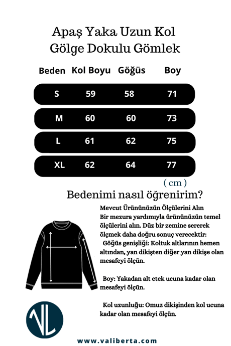 Apaş Yaka Uzun Kol Gölge Dokulu Gömlek - Ekru