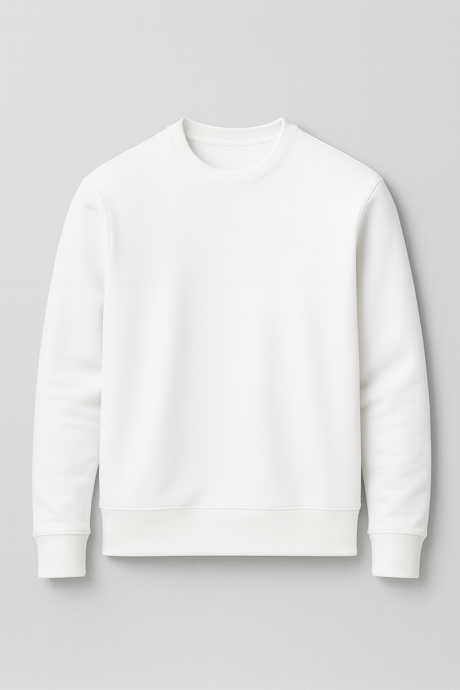Wenders Relax Fit Basic Fırçalı Interlok Bisiklet Yaka Erkek Sweatshirt - Beyaz