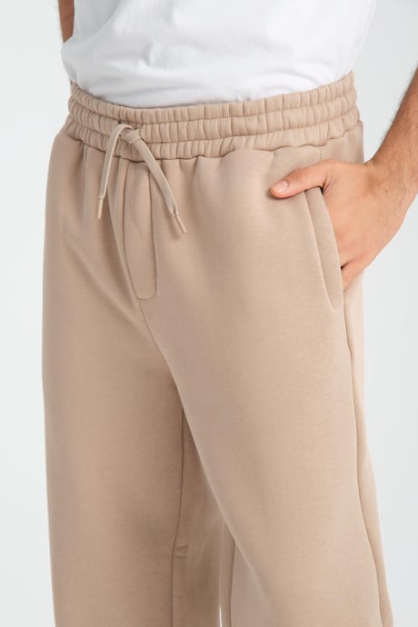 Baggy Kalıp 3 İplik Şardonlu Erkek Eşofman Altı - Bej