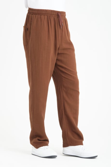 Hafif ve Rahat Müslin Baggy Erkek Pantolon - Kahve