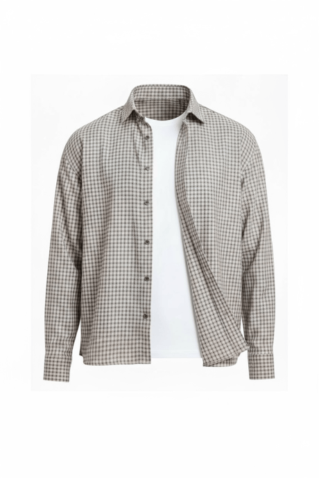 Jonas Ekose Küçük Kareli Relaxed Fit %100 Pamuklu Flanel Kumaş Erkek Gömlek - Yeşil