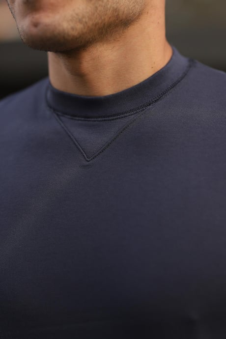 Bisiklet Yaka Basic  Sweatshirt - Füme