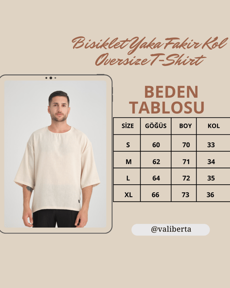 Bisiklet Yaka Fakir Kol Oversize Kısa Kol T-shirt - Mavi