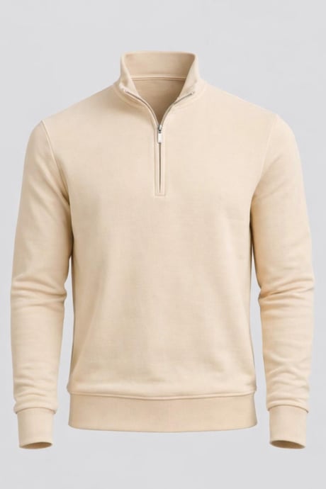 Lars Selanik Örme Kumaş Yarım Fermuar Erkek Sweatshirt - Çakıl