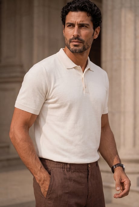 Newman Regular Fit Düğmeli Polo Yaka Viskon Triko Erkek T-Shirt - Ekru